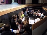 Student and community orchestra practice for spring musical