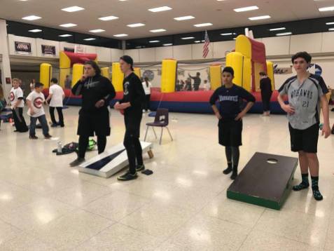 Teens played a variety of other games at the dodgeball tournament including corn hole